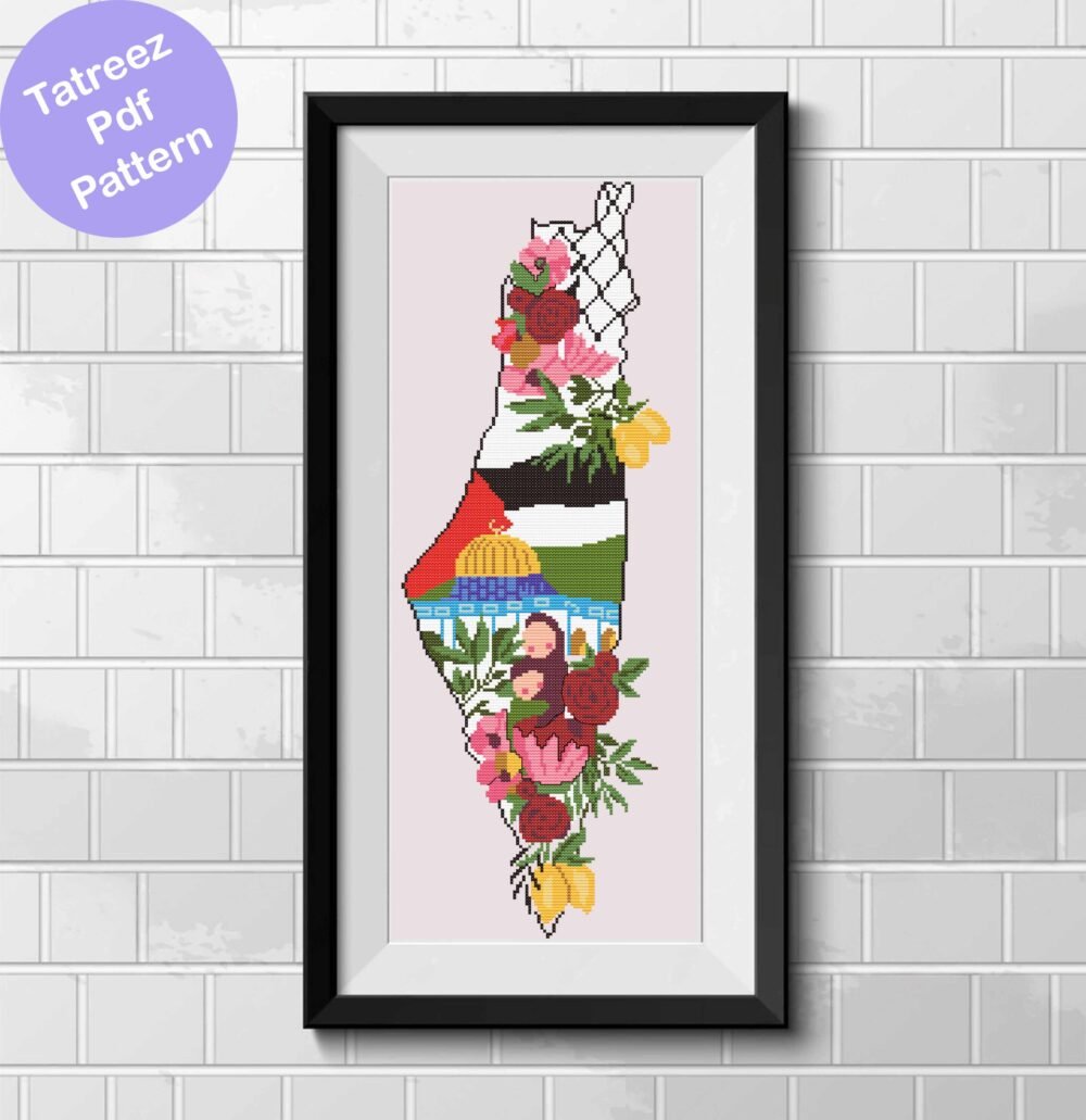 plalestine map pattern motif cross stitch palestine pdf instant download - Image 6