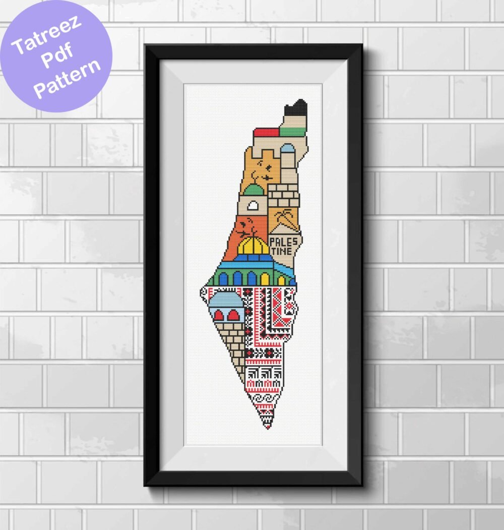 patestine map tatreez pattern motif cross stitch palestine pdf instant download - Image 6