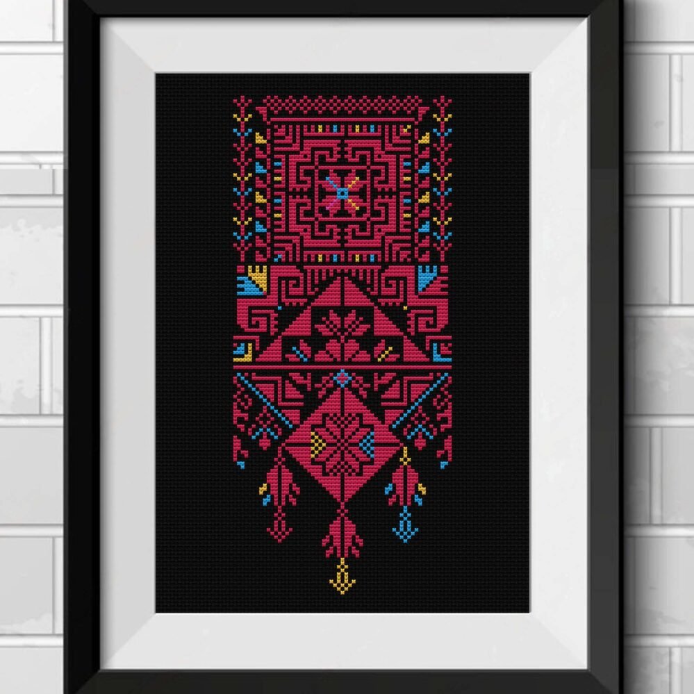 thobe palestinians tatreez pattern,thobe neck tatreez pattern,palestine cross stitch pdf chart ,tatreez palestine,palestinians sampler