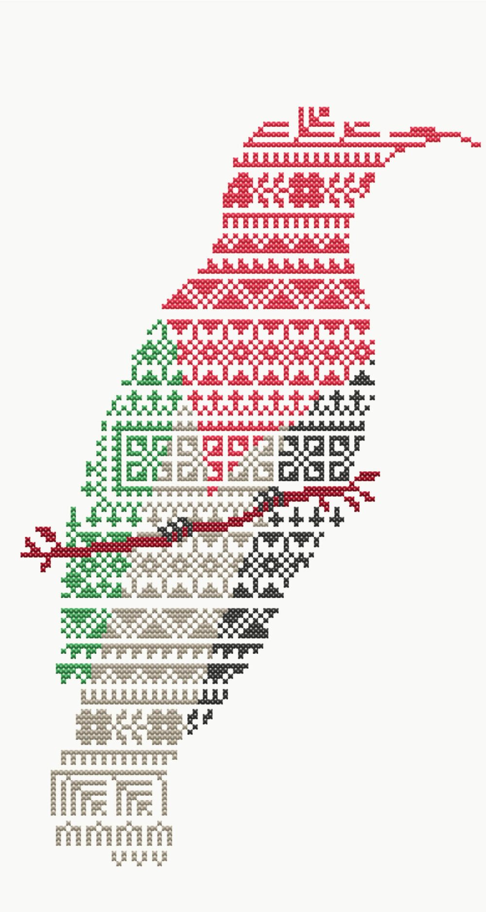 sunbird tatreez pattern,palestinians tatreez sampler cross stitch sampler pdf chart,palestine flag tatreez pattern,free palestine - Image 2