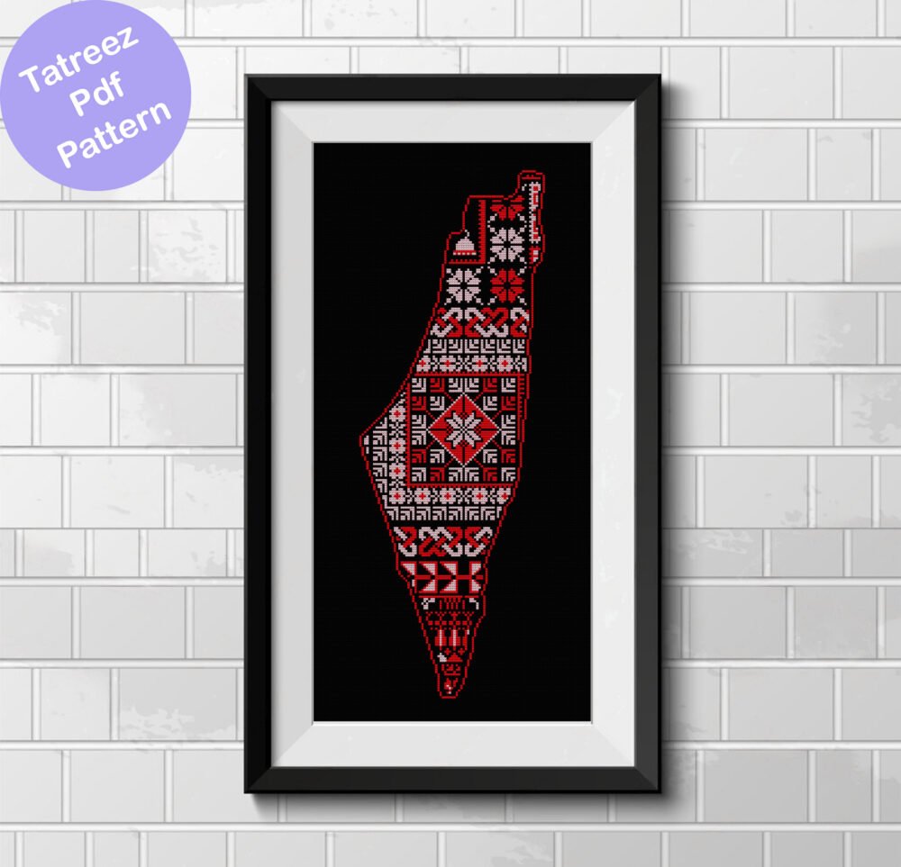 palestine map al aqsa motif tatreez pattern,instant download palestinian tatreez decor tatreez cross stitch motif tatreez map motif inspired