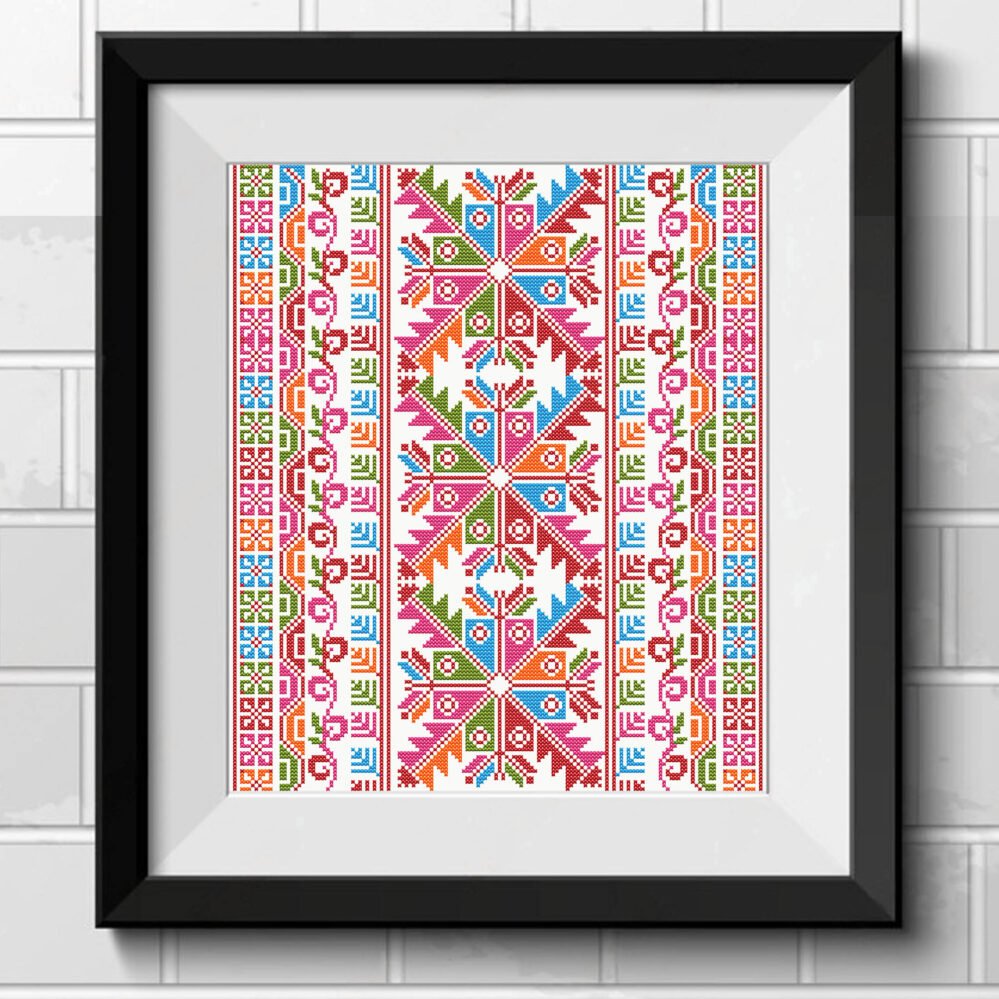 tatreez sampler pattern,mini size palestinians tatreez pattern,motif sampler pattern,palestinians cross stitch sampler resistance
