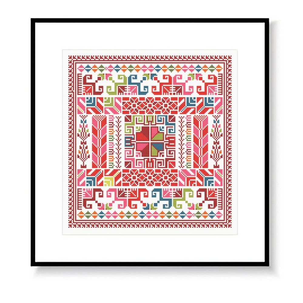 tatreez sampler pattern,mini size palestinians tatreez pattern,motif sampler pattern,palestinians cross stitch sampler resistance pdf chart
