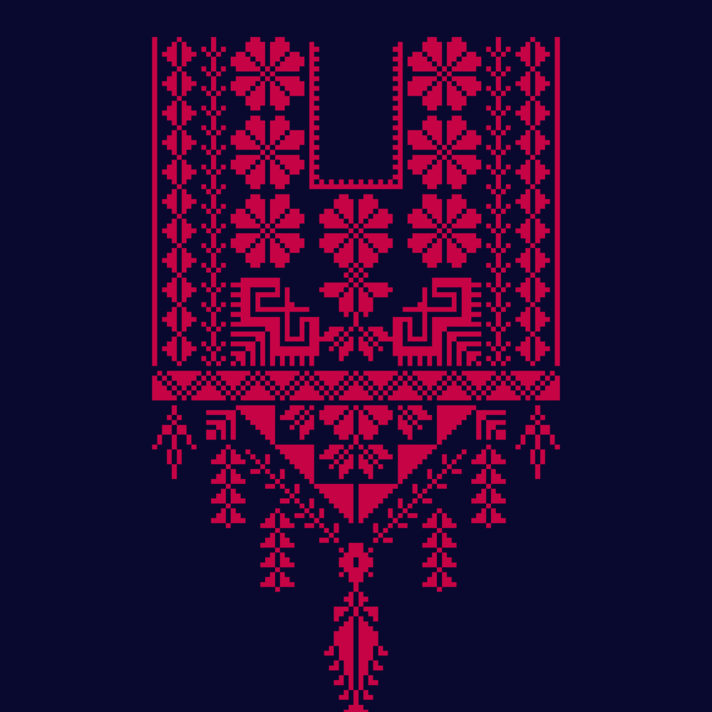 thobe mini tatreez pattern ,palestinians tatreez,counted cross stitch pdf chart ,mini thobe tatreez pattern palestine, neck motif tatreez