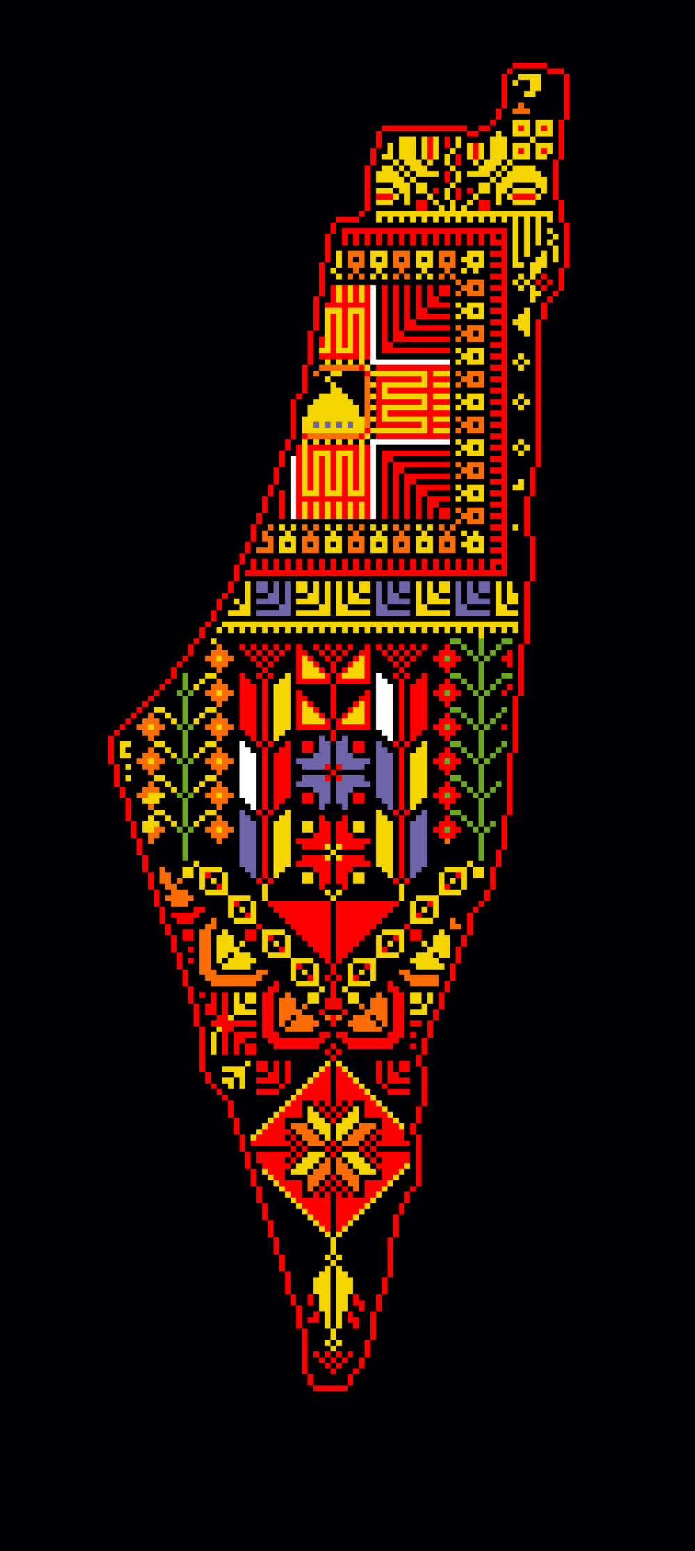 palestine map al aqsa motif tatreez pattern wall decor,instant download palestinian tatreez decor tatreez cross stitch,motif inspired - Image 2