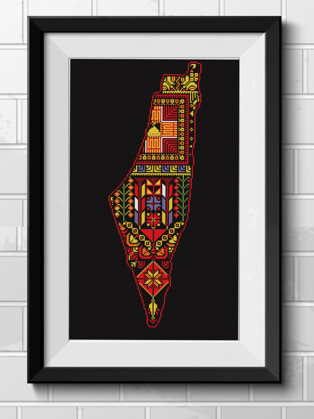 palestine map al aqsa motif tatreez pattern wall decor,instant download palestinian tatreez decor tatreez cross stitch,motif inspired