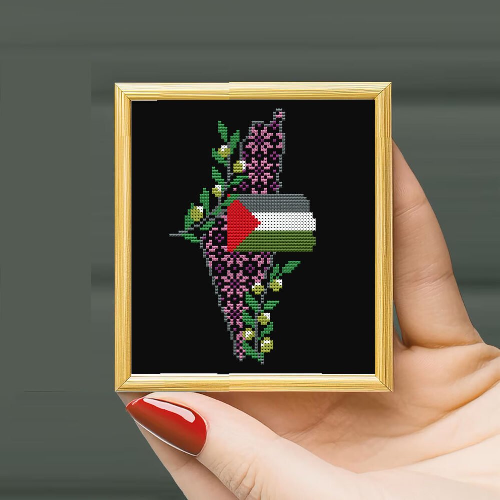 Beginner Palestine Map Cross Stitch PDF | Olive Branch Tatreez Pattern