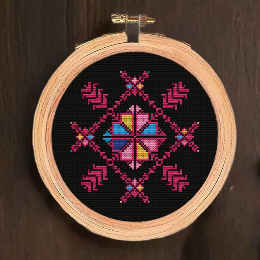 Mini Palestinian Tatreez Cross Stitch Pattern PDF | Beginner Friendly Embroidery Design