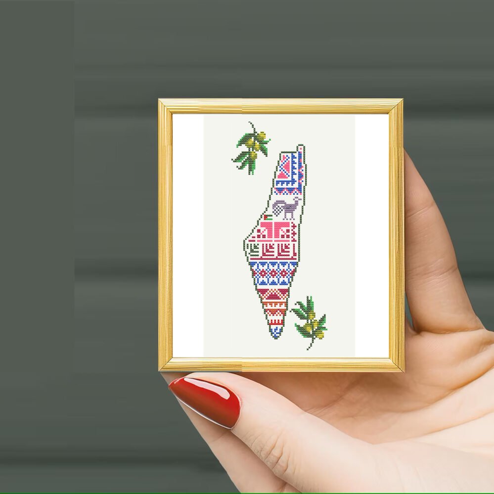 Mini Palestine Map Cross Stitch Pattern PDF | Olive Branch Tatreez Inspired Design