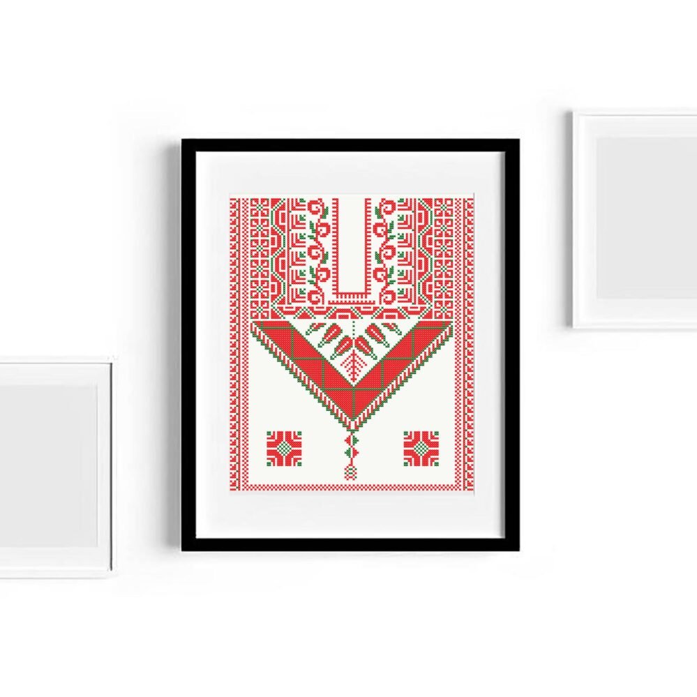 Thobe Chest Tatreez Cross Stitch Pattern | PDF Download