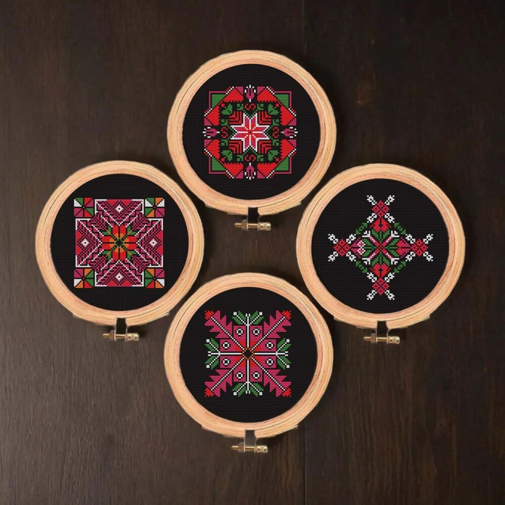 Tatreez Cross Stitch PDF Set | 4 Beginner Palestinian Patterns
