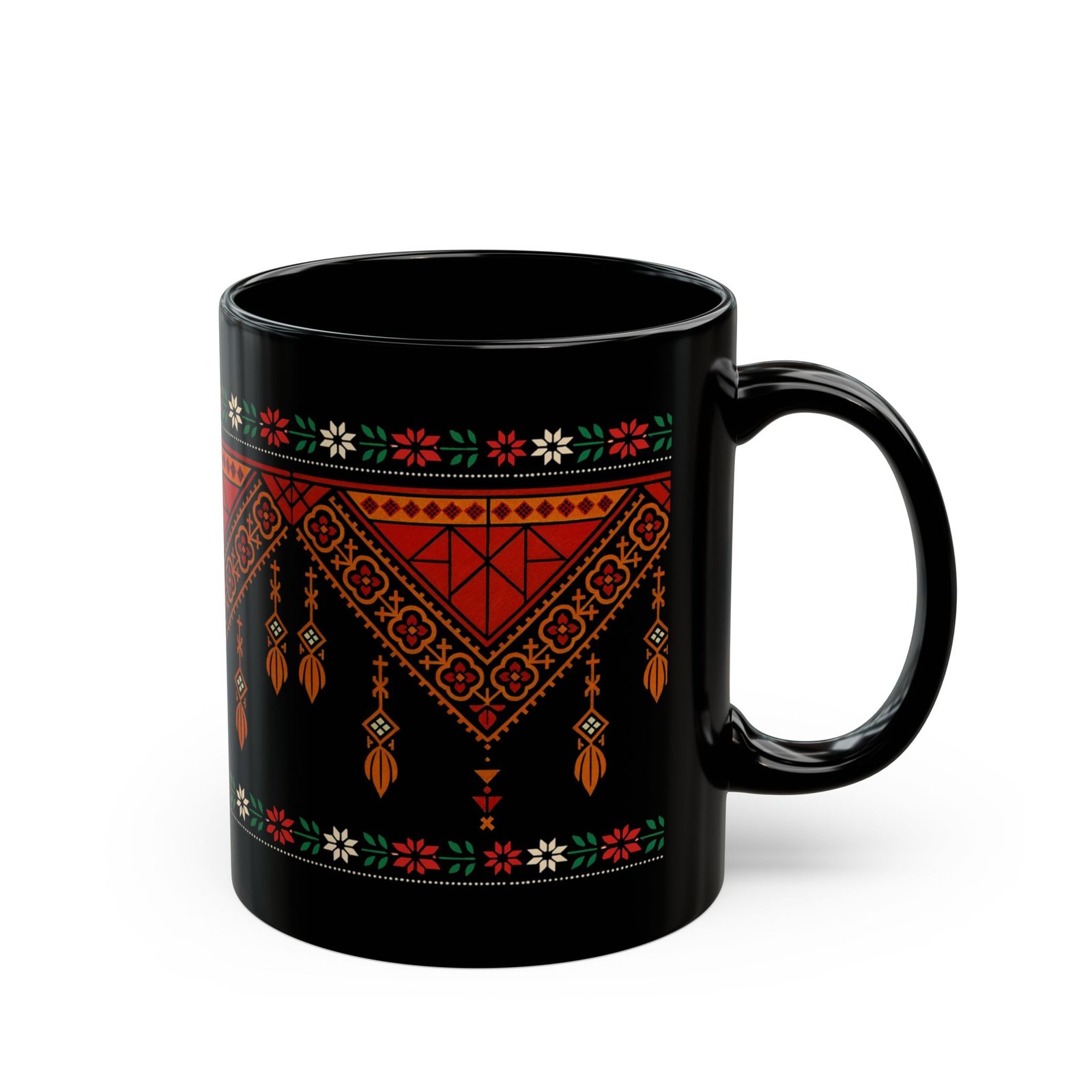 palestinians unique folk art style mug,tatreez folk art mug ,thobe tatreez mug - Image 2