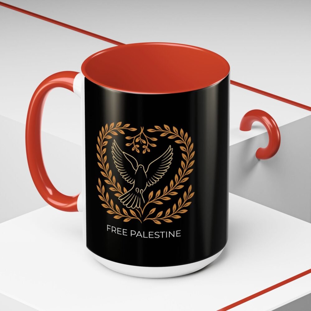 Free Palestine Dove Mug | Flying Dove with Olive Branch Design | Peace and Solidarity Cup