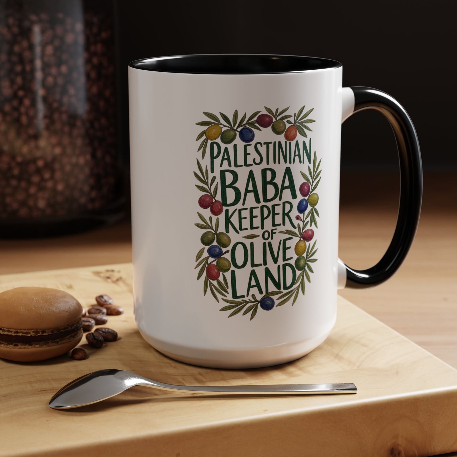 Olive Branch Palestinian Baba Mug | Keeper of Olive Land Coffee Cup - Image 5