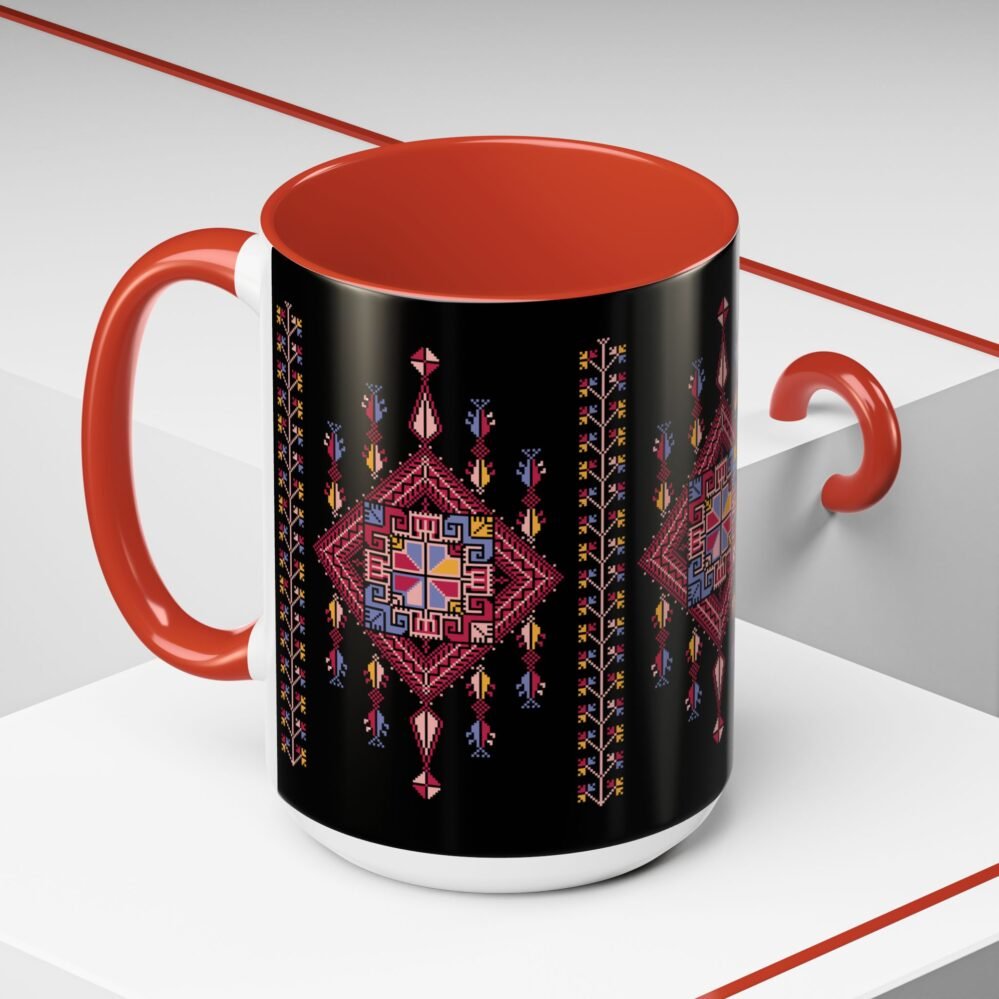 Palestinian Tatreez Cross Stitch Sampler Mug | Accent Coffee Mug