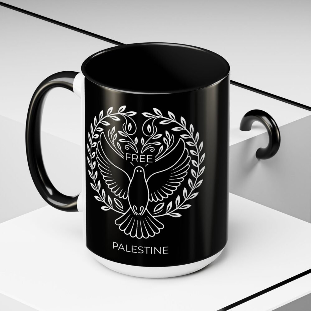 Palestine Dove Accent Mug, Olive Tree Coffee Cup, Activist Protest Gift, Political Statement Drinkware, Peace Dove Mug
