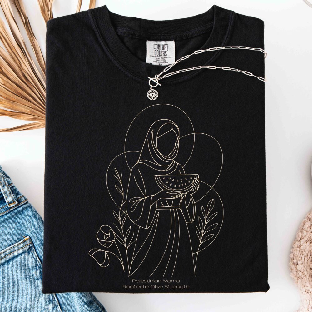 Palestinian Mama T-Shirt, Palestinian Mother Tee, Olive Design Shirt, Cultural Heritage Top, Gift for Proud Mom, Unisex Jersey Shirt
