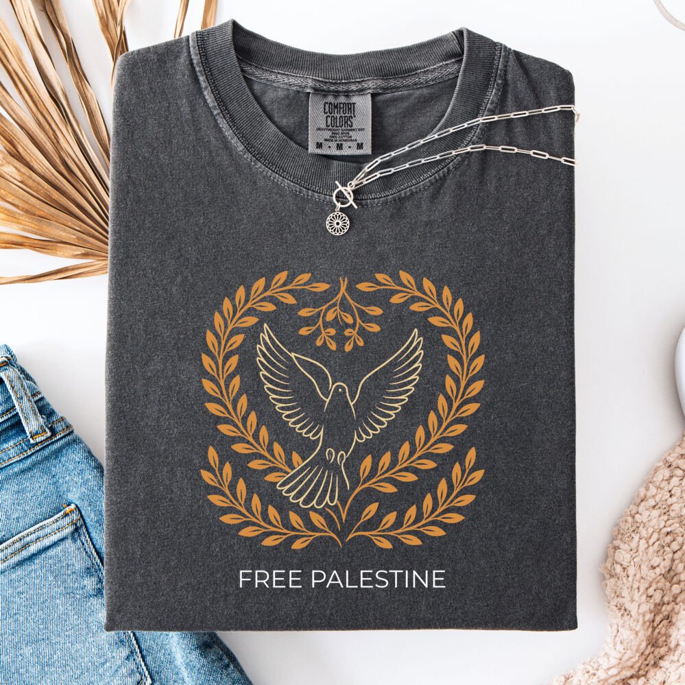 Peace and Freedom T-Shirt, Olive Branch Graphic Tee, Dove Shirt, Support Palestine Top, Activist Apparel