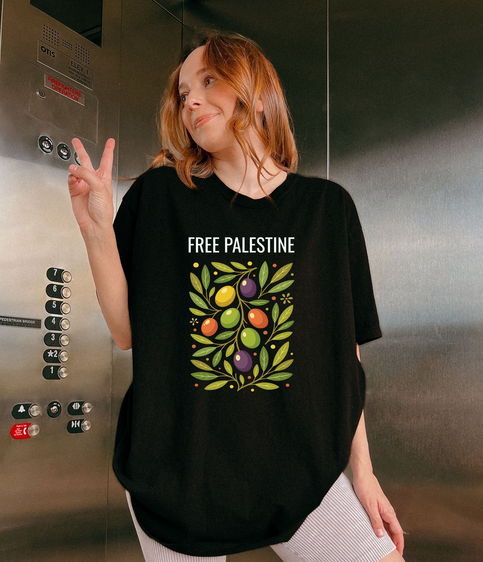 Free Palestine T-Shirt, Olive Branch Graphic Tee, Support Palestine Shirt, Pro Palestine Unisex Top, Peace and Solidarity Printed Tee - Image 2