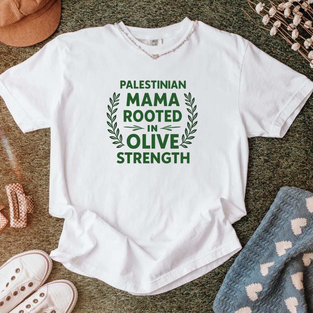 Palestinian Mama T-Shirt, Free Palestine Shirt, Olive Branch Graphic Tee, Middle Eastern Gift, Unisex Jersey Short Sleeve Tee