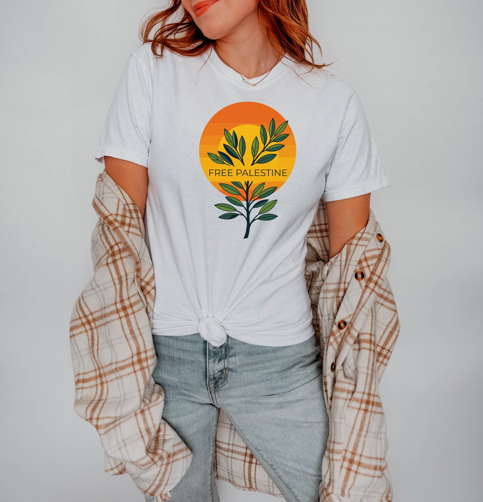 Free Palestine T-Shirt | Olive Branch & Sunrise Design | Unisex Printed Tee | Stand With Palestine | Peace and Hope Shirt, Protest Tee,