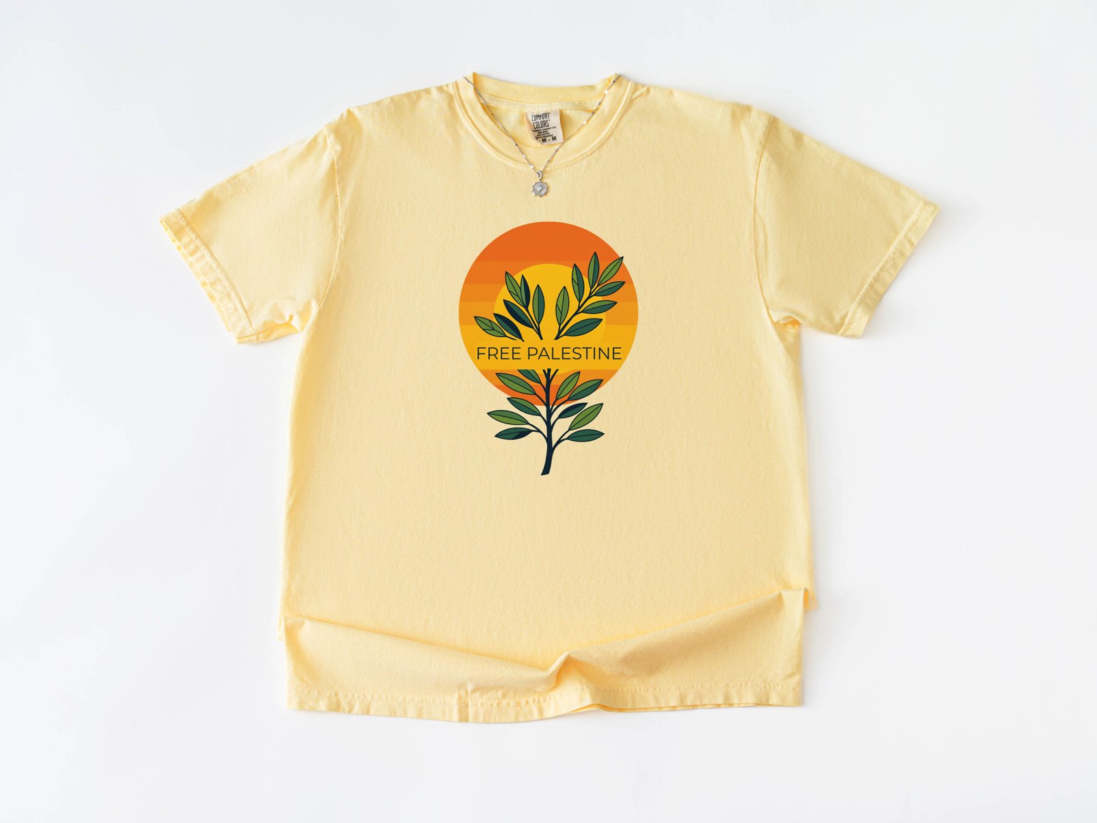 Free Palestine T-Shirt | Olive Branch & Sunrise Design | Unisex Printed Tee | Stand With Palestine | Peace and Hope Shirt, Protest Tee, - Image 3