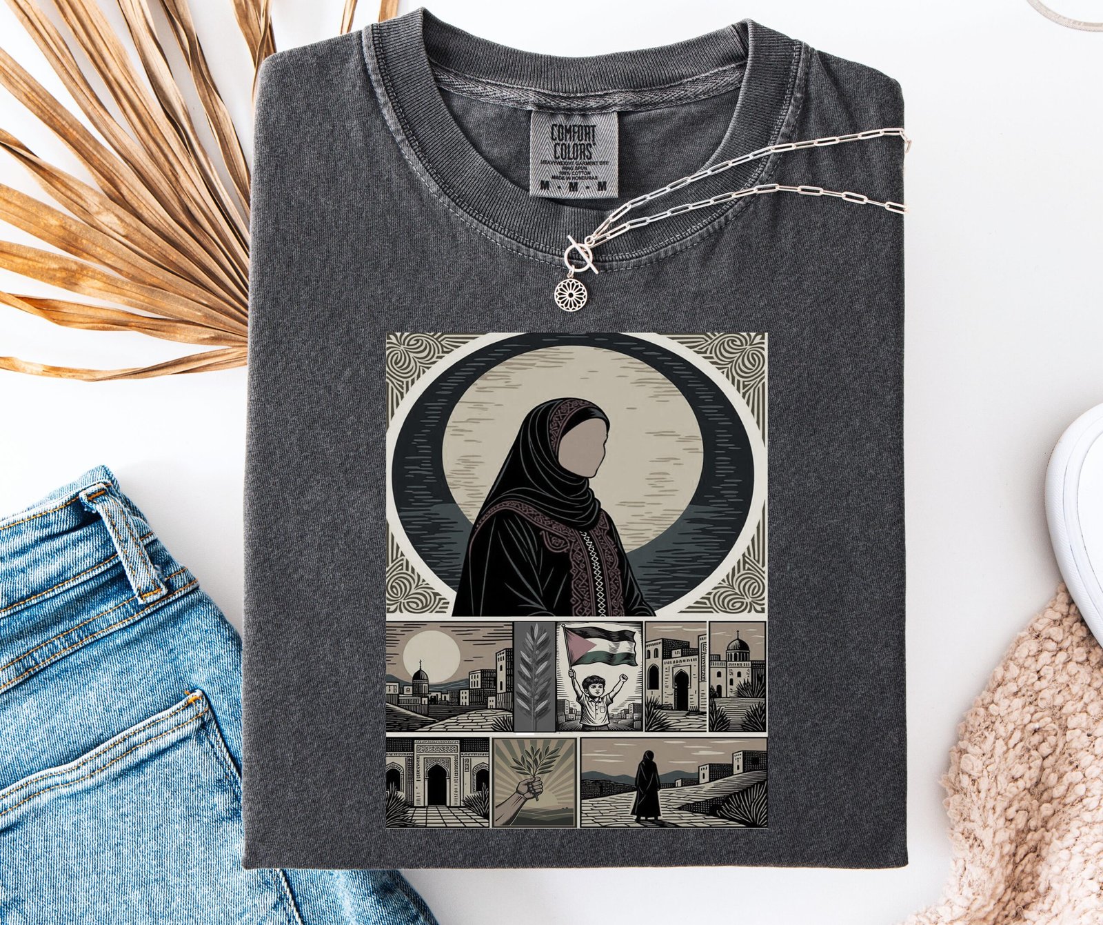 Copy of Free Palestine Floral Tee, Unisex T-Shirt for Protest & Activism, Gift for Supporters, Casual Wear, Fundraising Event Shirt - Image 4