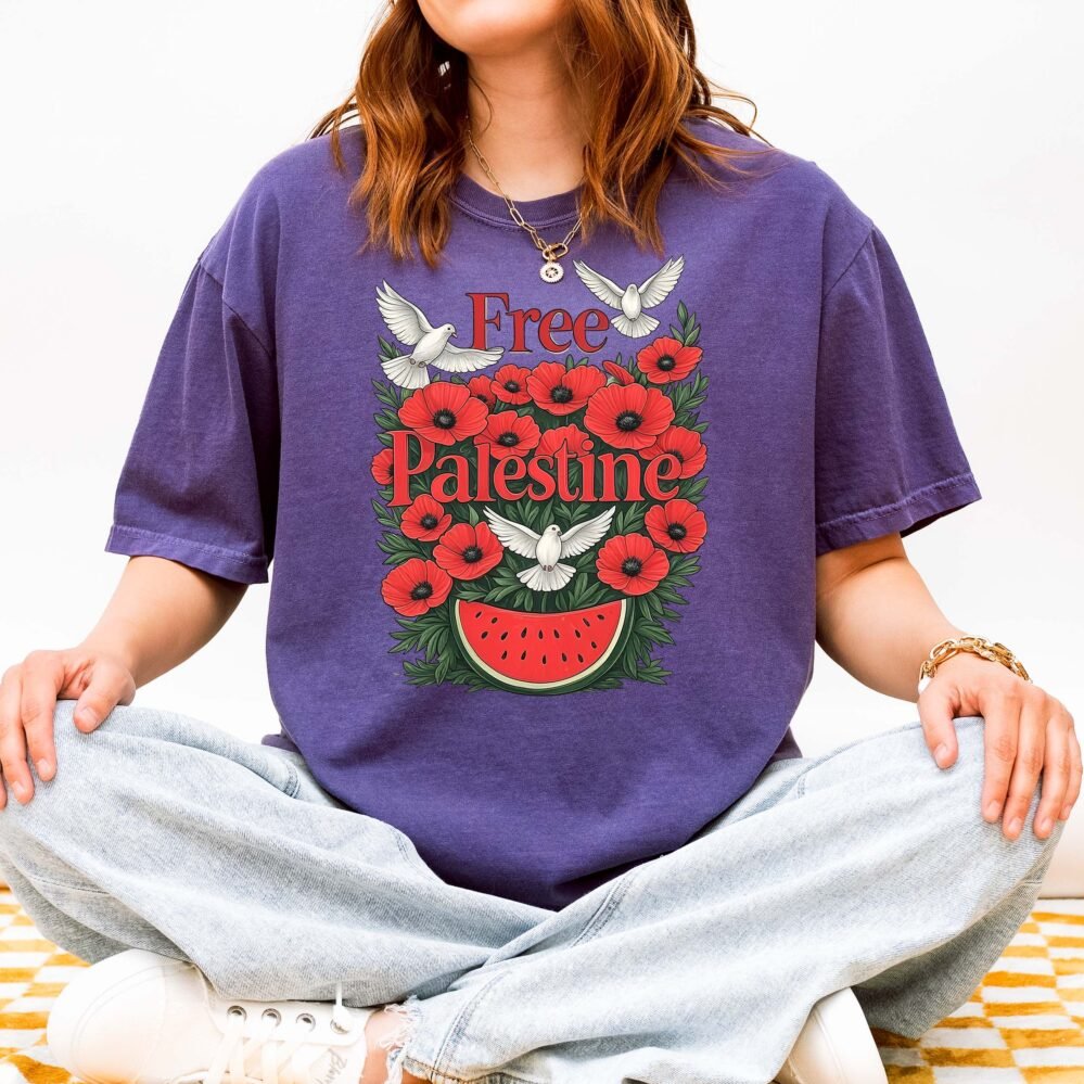 Free Palestine Floral Tee, Unisex T-Shirt for Protest & Activism, Gift for Supporters, Casual Wear, Fundraising Event Shirt