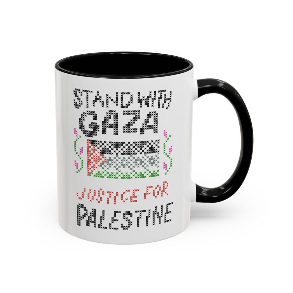 Mug, Palestinian Tatreez Stand with Gaza and Palestine Coffee Mug, Support Palestine, Gift for Activist, Middle Eastern Design, Cultural